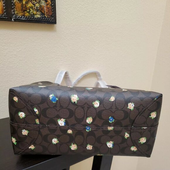 NWT COACH City Tote Brown Classic C With Vintage Mini Rose Pattern - Picture 8 of 9